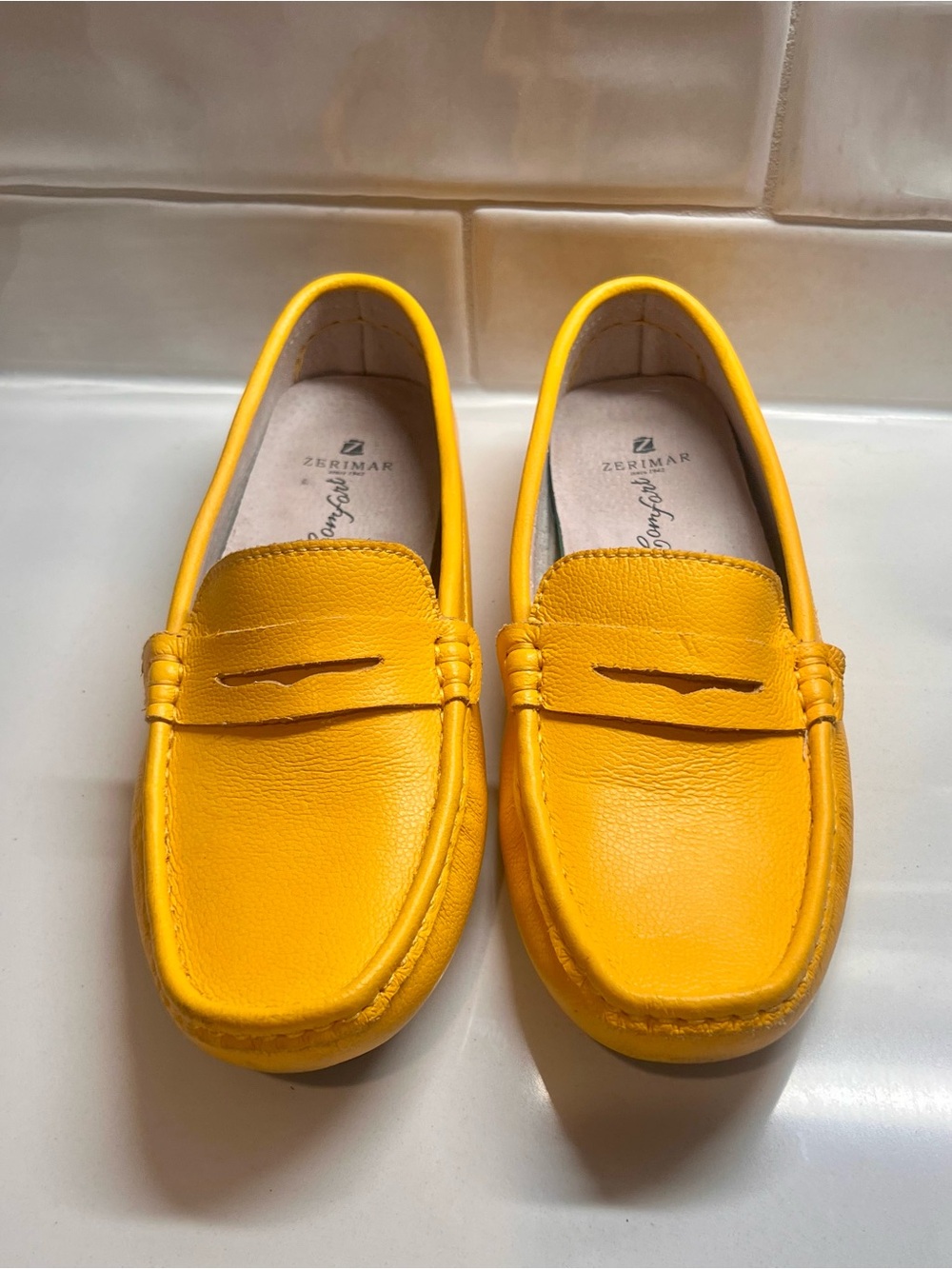 Yellow Leather Driving Loafers | EU 40